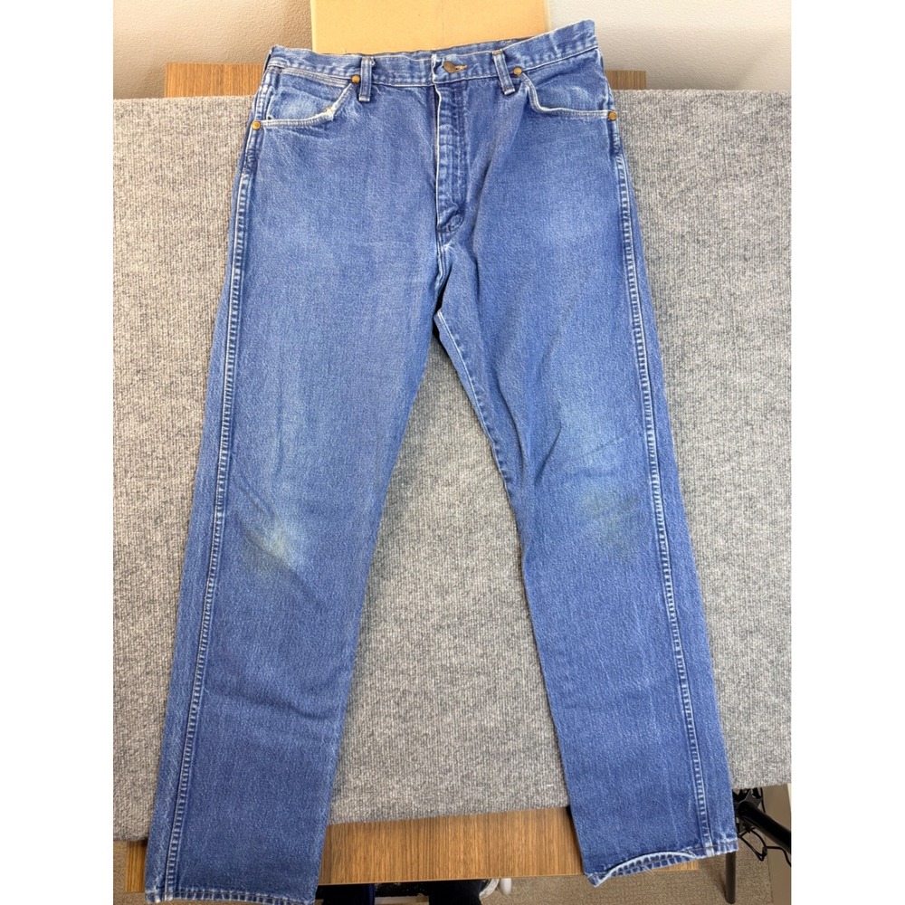 Vintage Wrangler Jeans Mens 36x34 Blue Denim Straight Leg USA Made Y2K